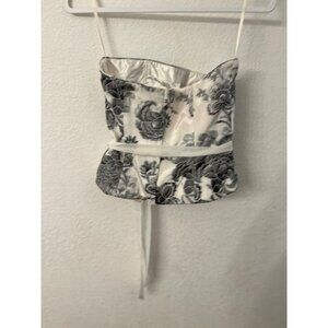 White House Black Market Floral Satin Bustier Top Size 6